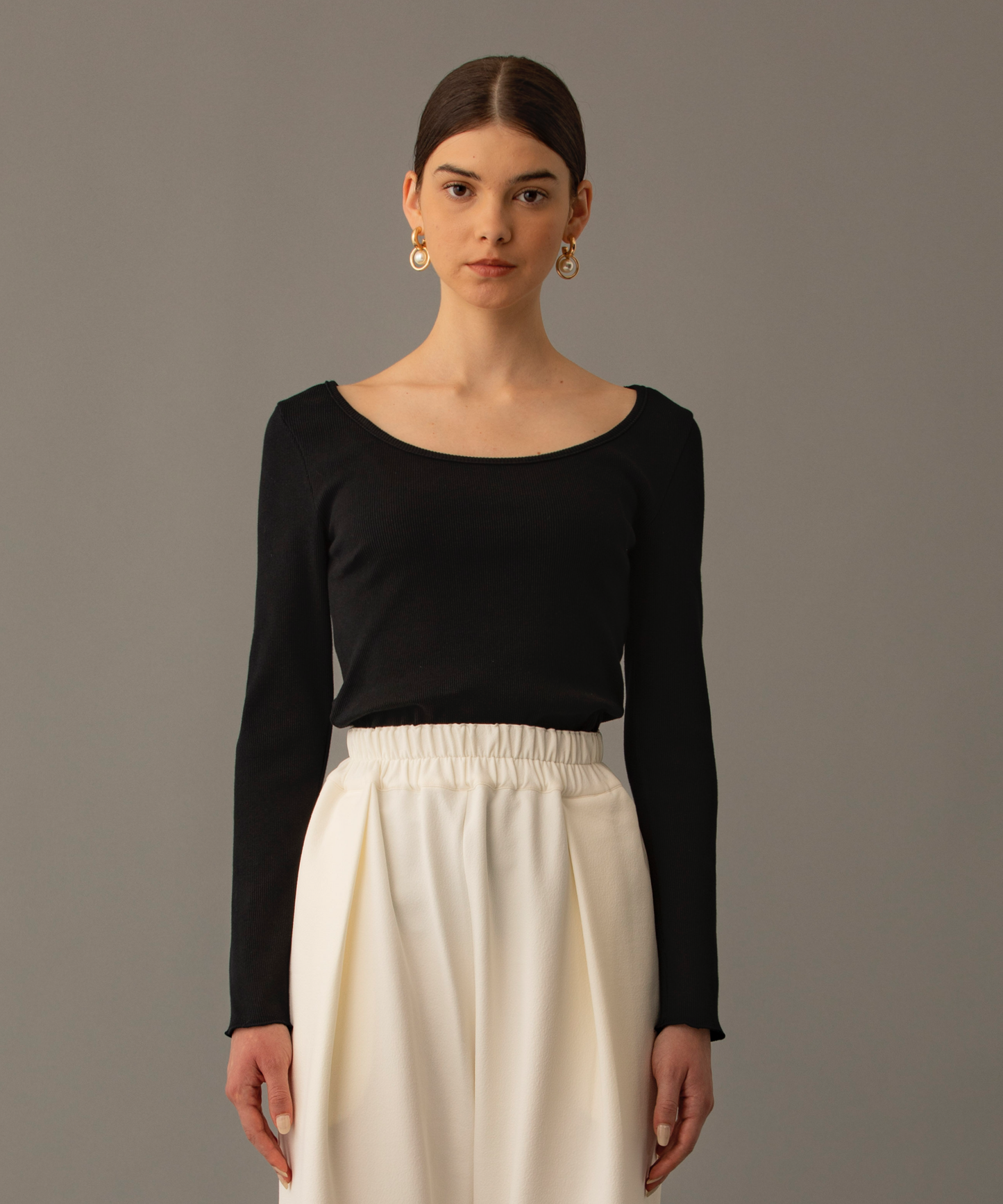 OVAL NECK RIB LS TOP