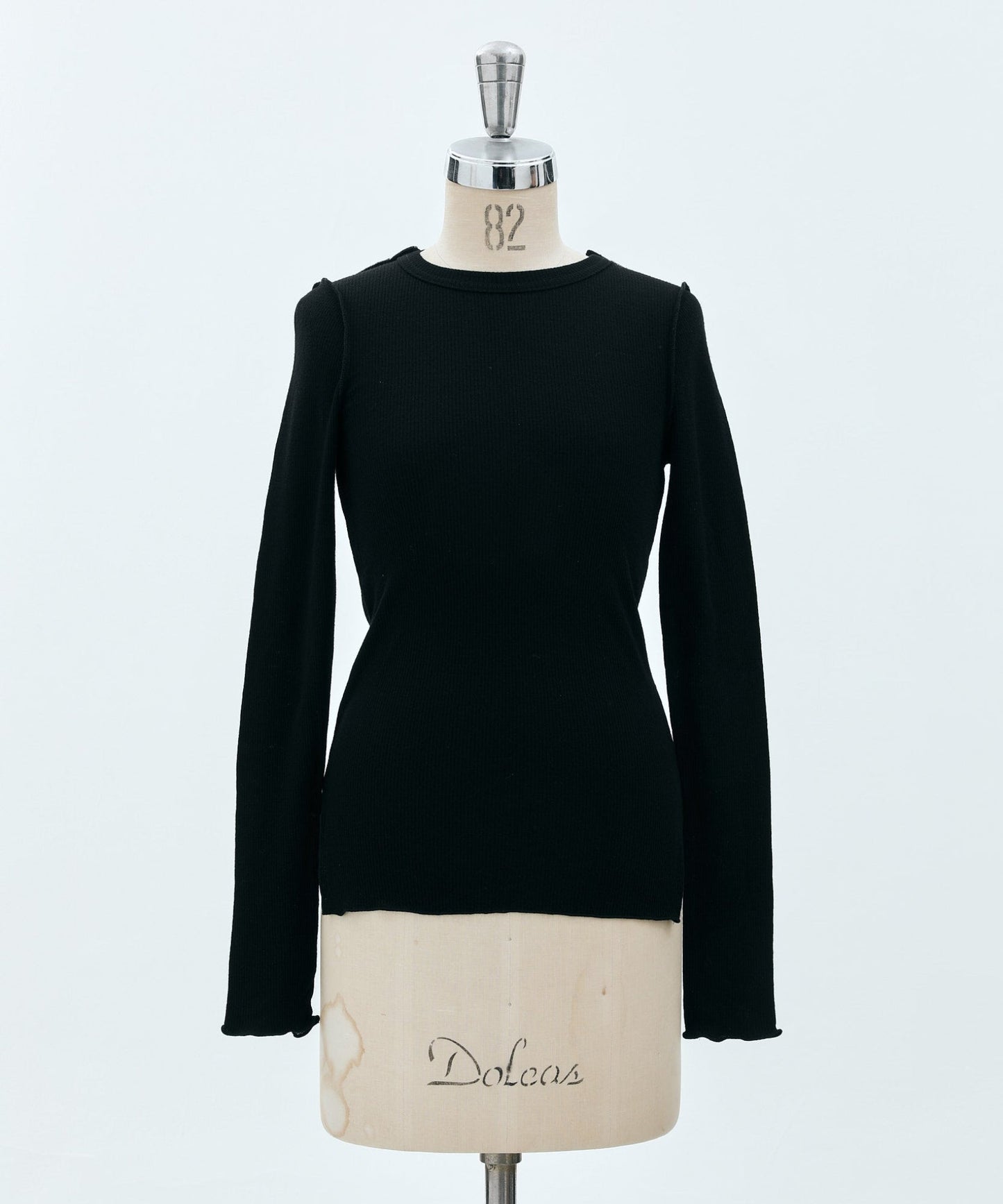 CREW NECK WOOL RIB KNIT TOPS
