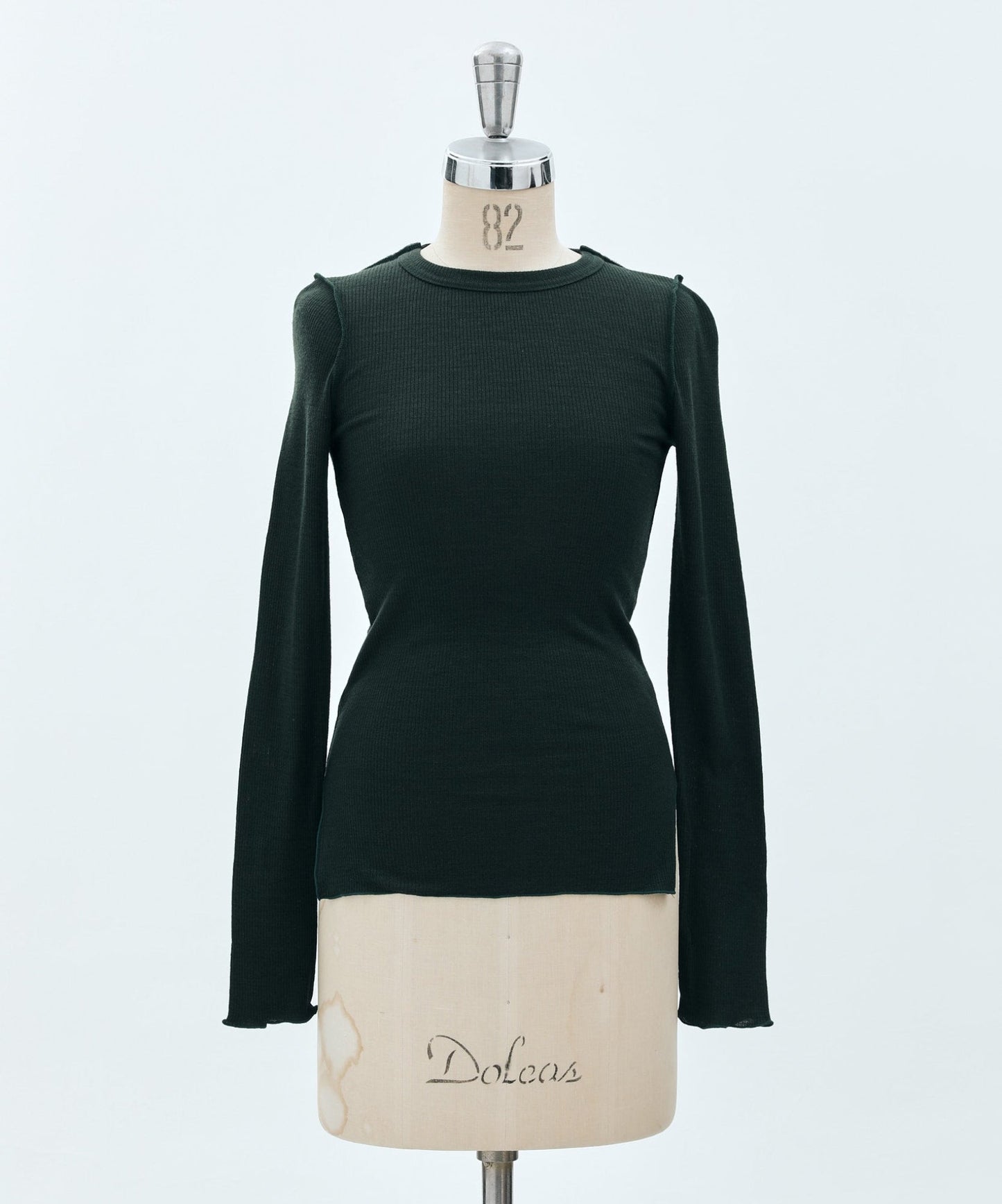CREW NECK WOOL RIB KNIT TOPS