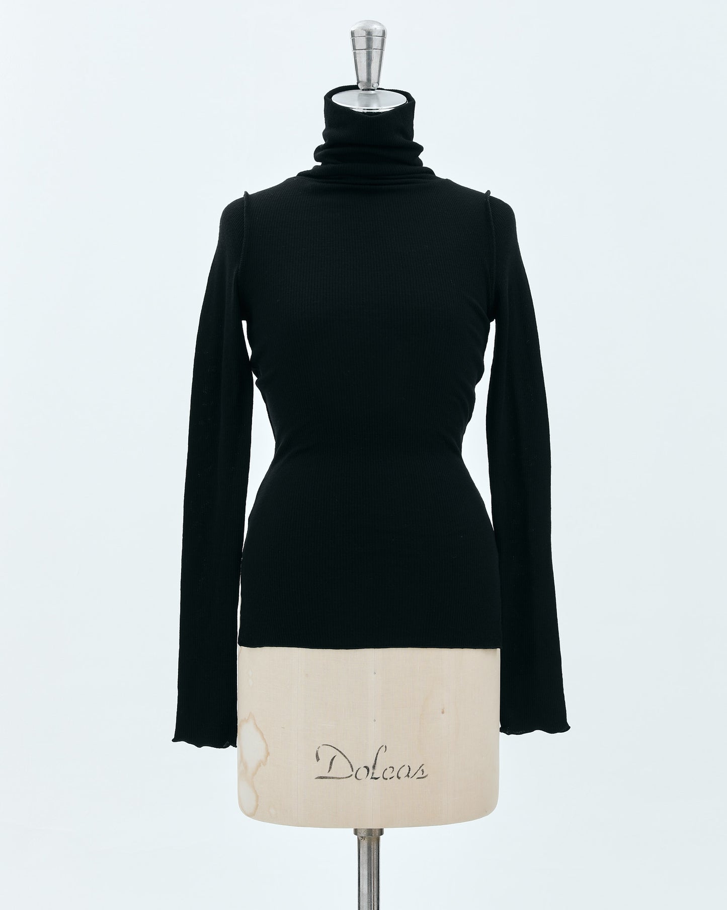TURTLE NECK WOOL RIB KNIT TOPS