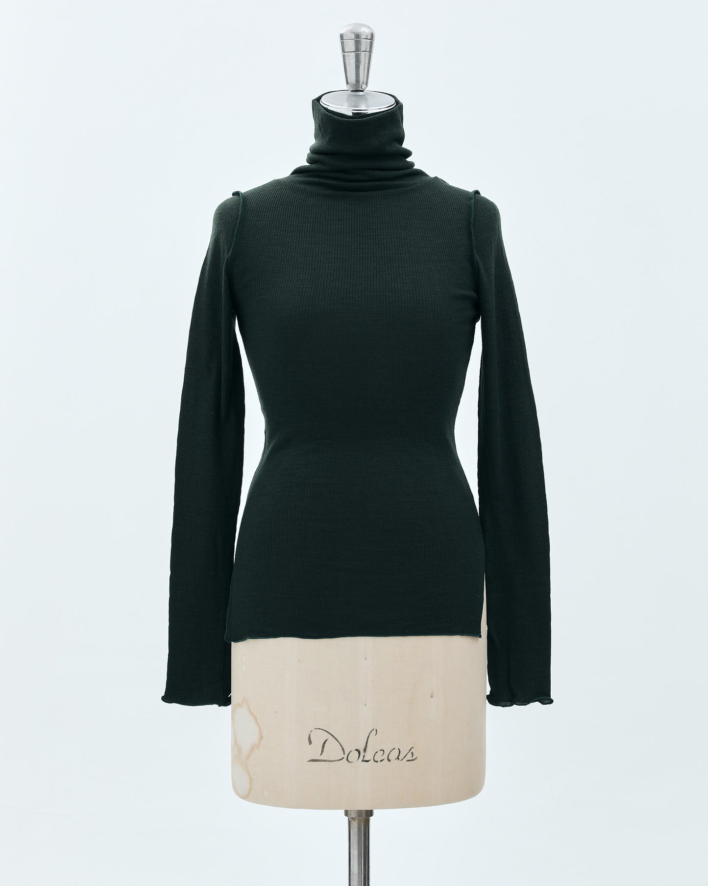 TURTLE NECK WOOL RIB KNIT TOPS