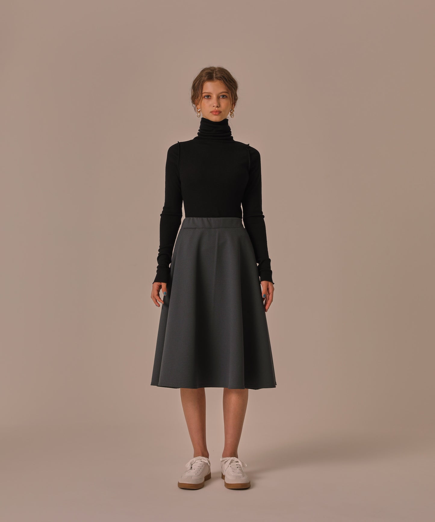 TURTLE NECK WOOL RIB KNIT TOPS