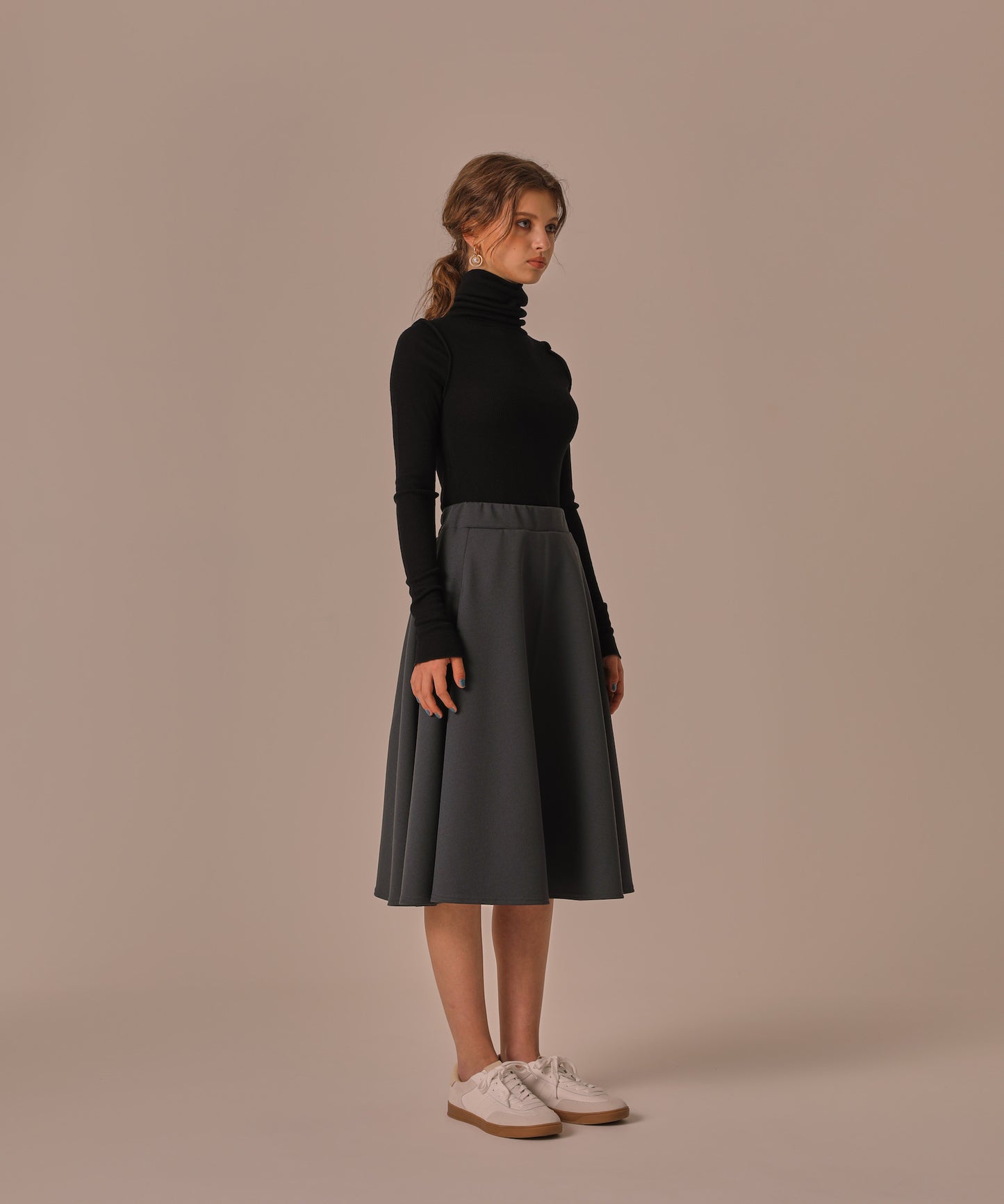 TURTLE NECK WOOL RIB KNIT TOPS
