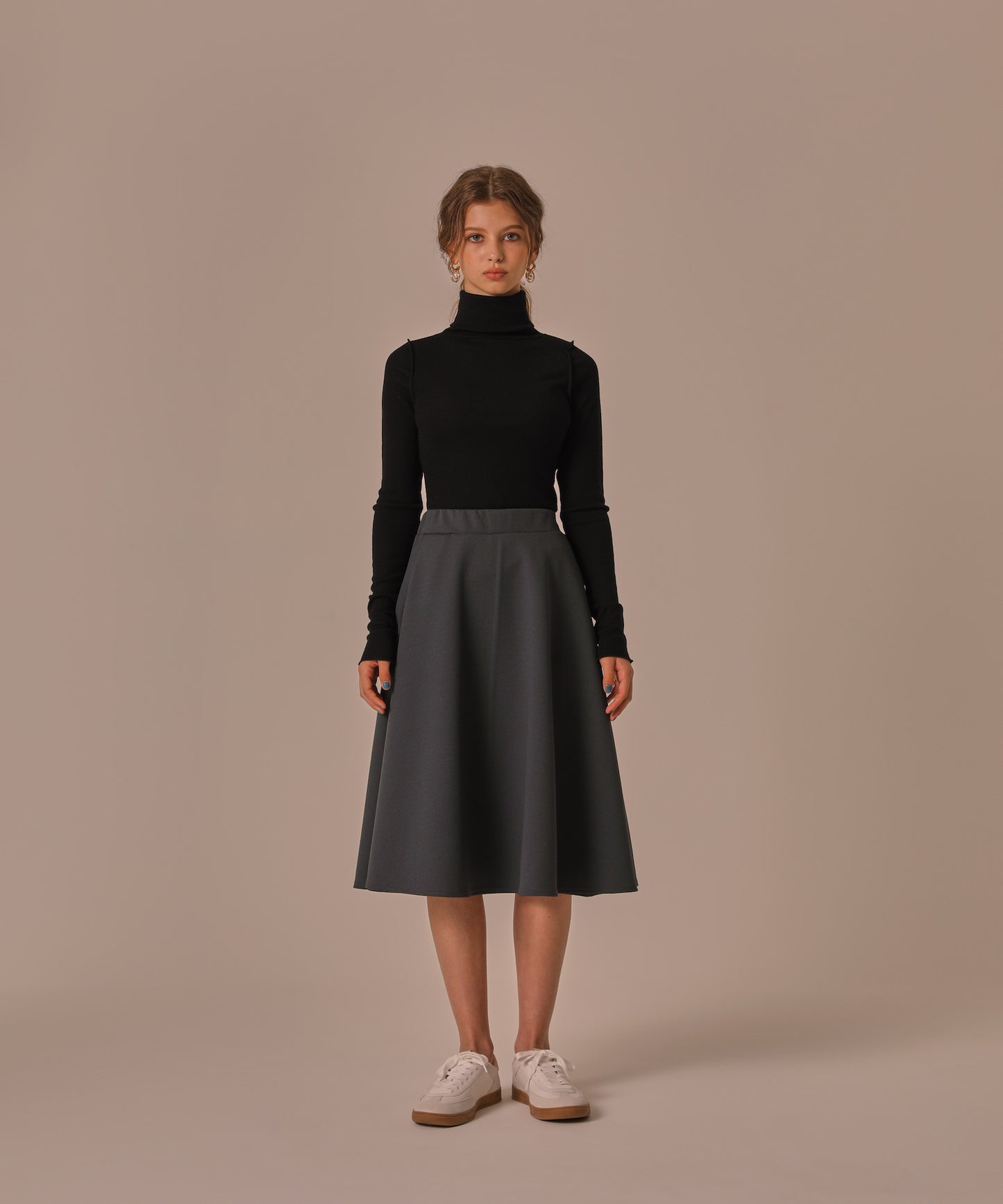TURTLE NECK WOOL RIB KNIT TOPS