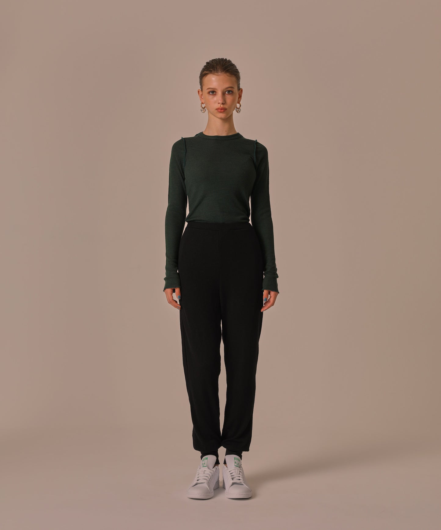 WOOL RIB KNIT JOGGER PANTS
