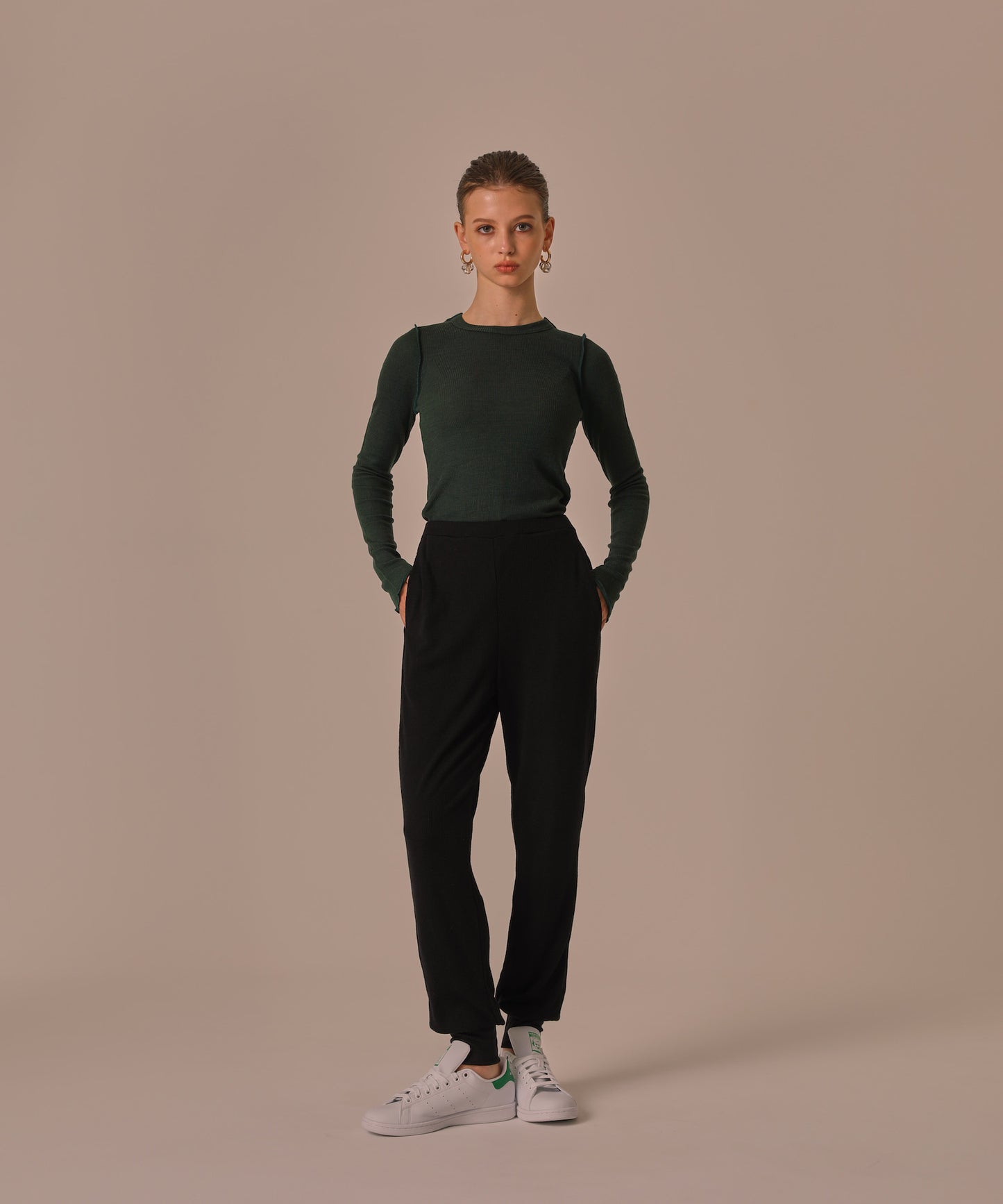 WOOL RIB KNIT JOGGER PANTS