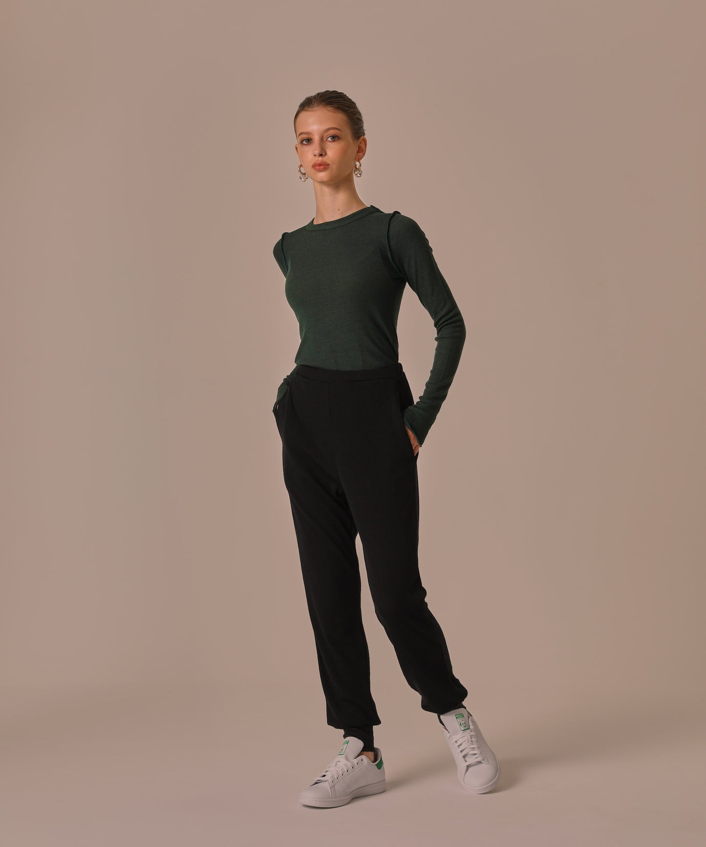 WOOL RIB KNIT JOGGER PANTS