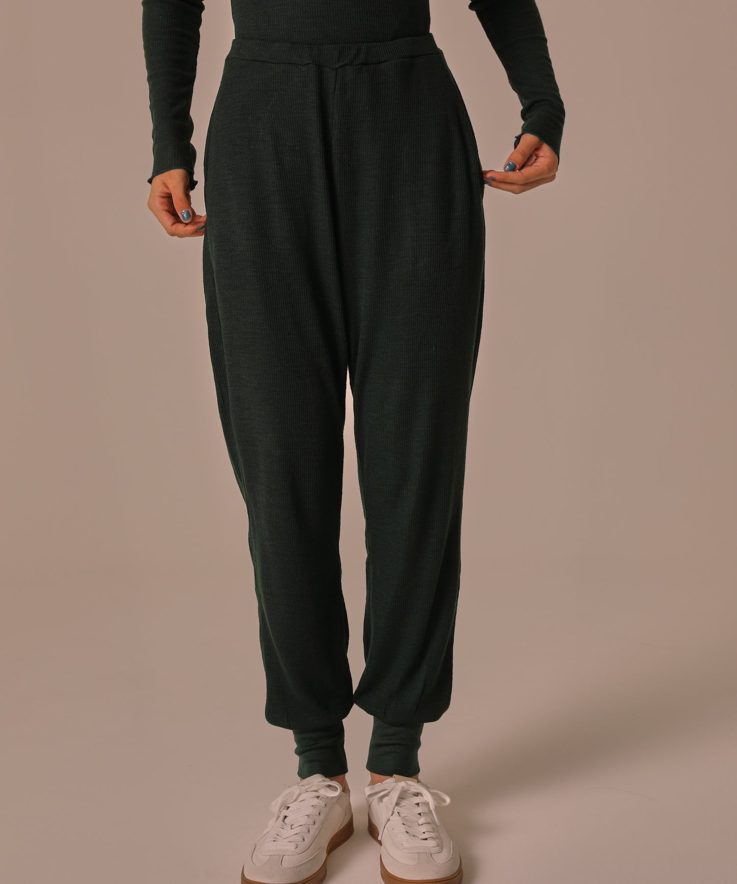 WOOL RIB KNIT JOGGER PANTS