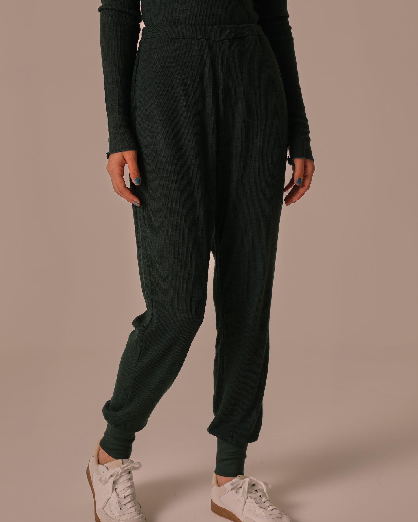 WOOL RIB KNIT JOGGER PANTS