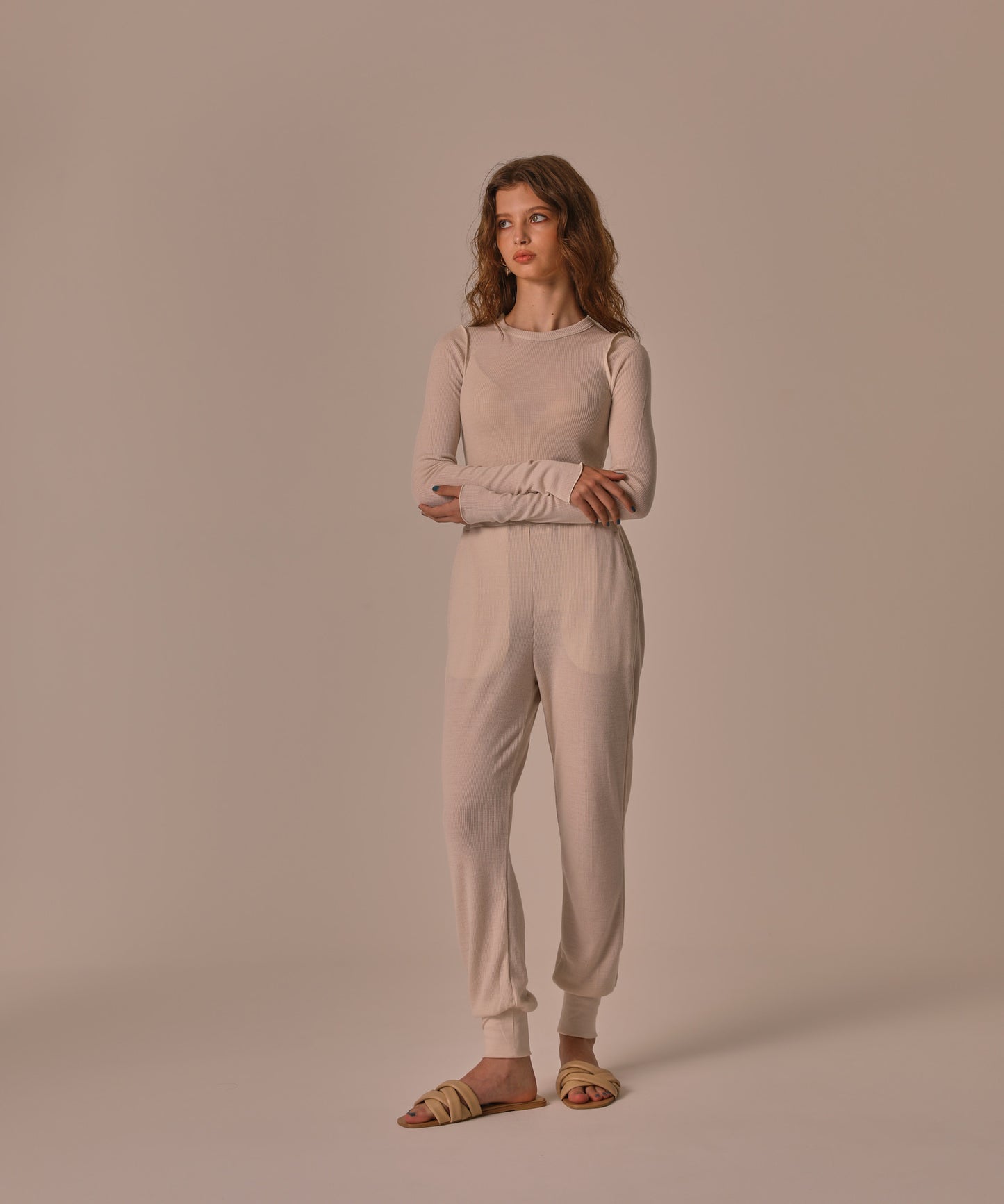 WOOL RIB KNIT JOGGER PANTS