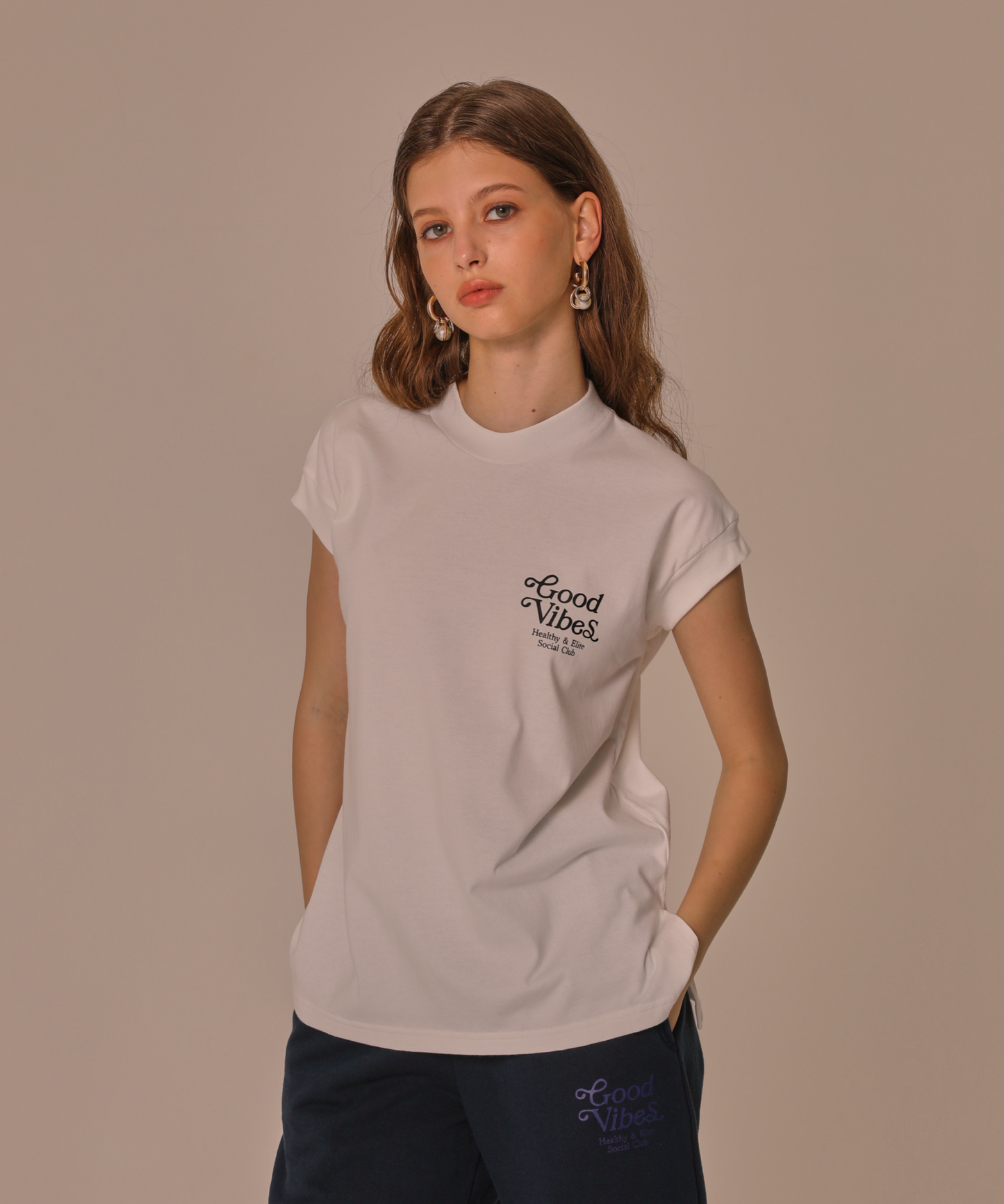 NEW WIDE RIB NOSLEEVE T(Good Vibes)