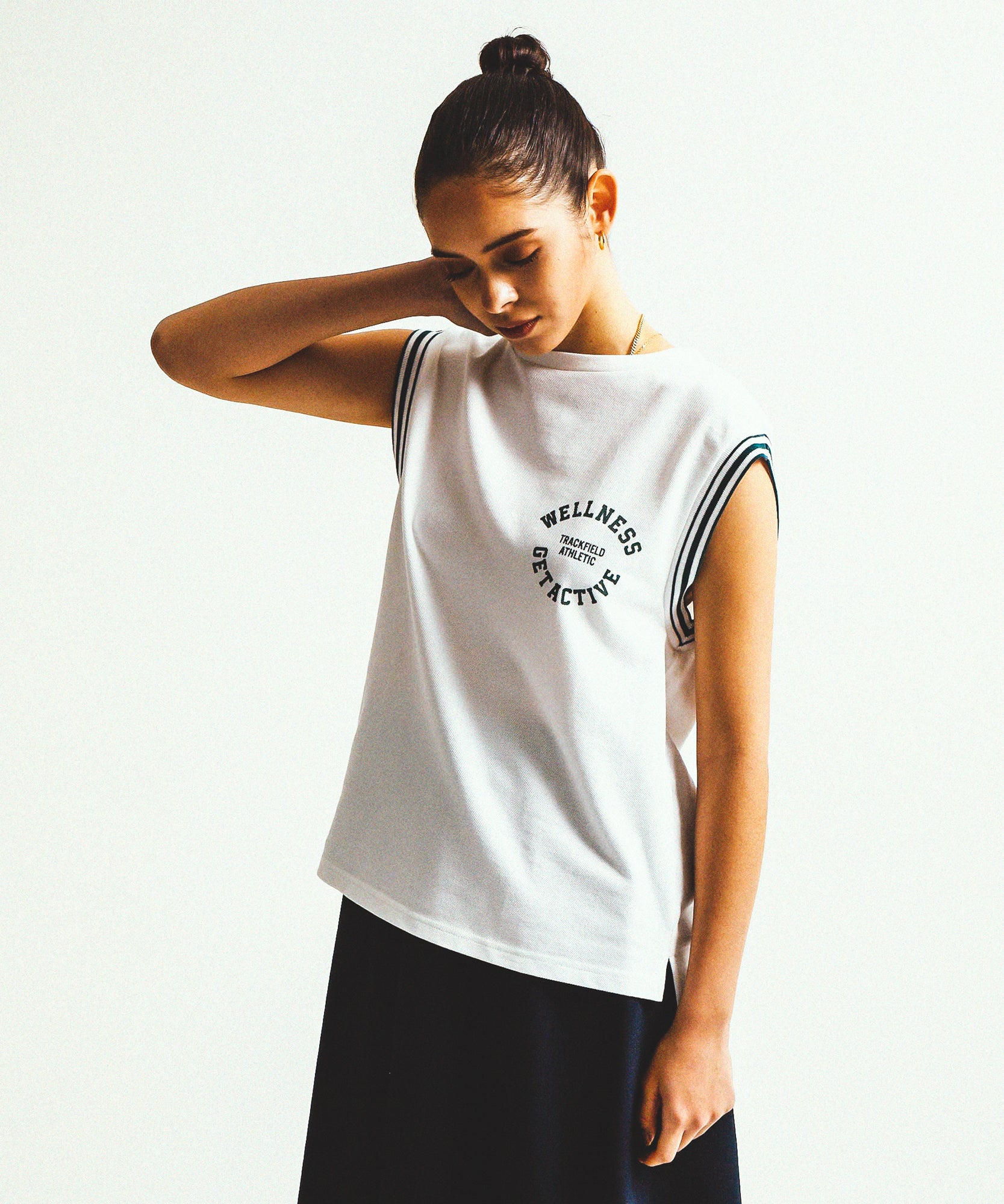 ★LINE NO-SLEEVE POLO CUT