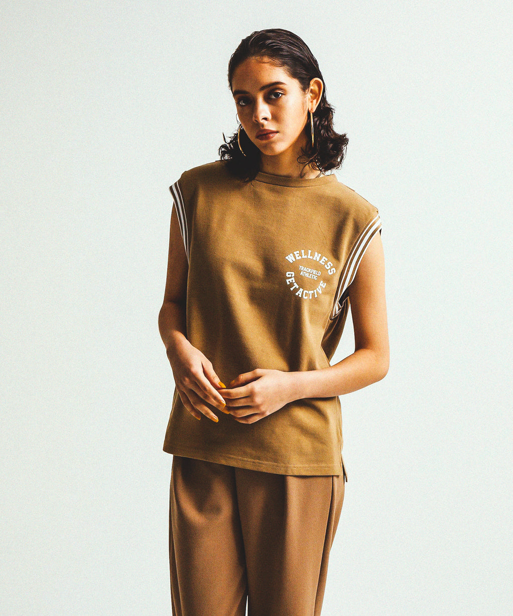 ★LINE NO-SLEEVE POLO CUT