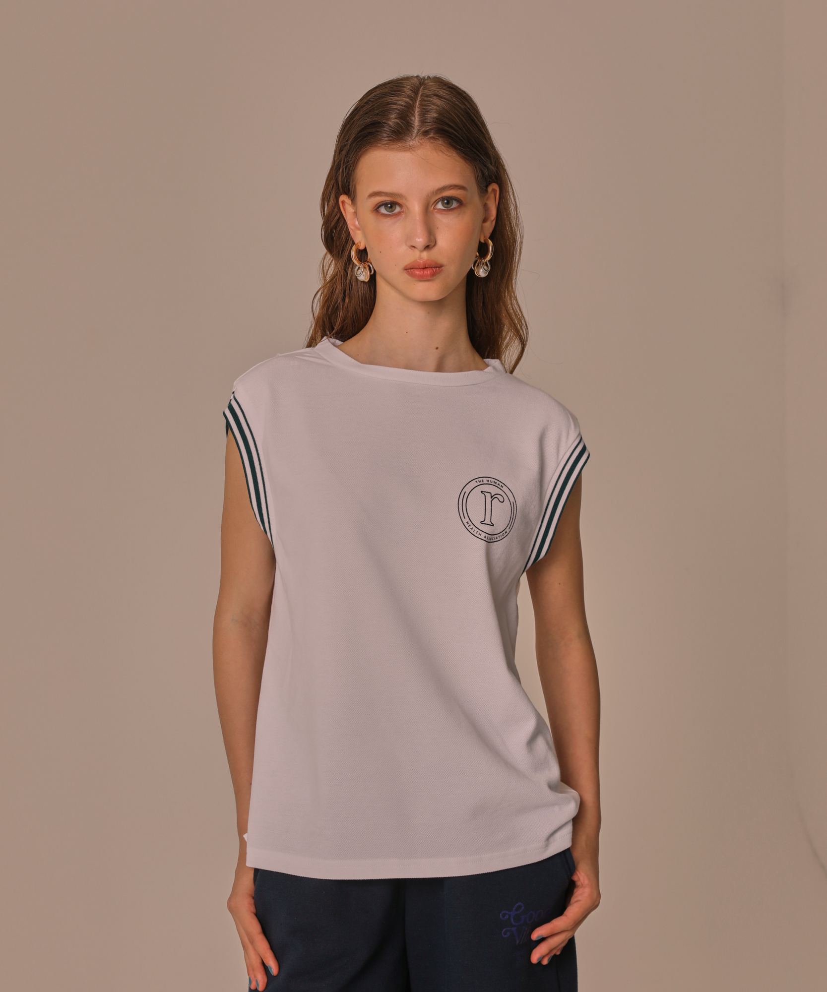 ★LINE NO-SLEEVE POLO CUT「R」
