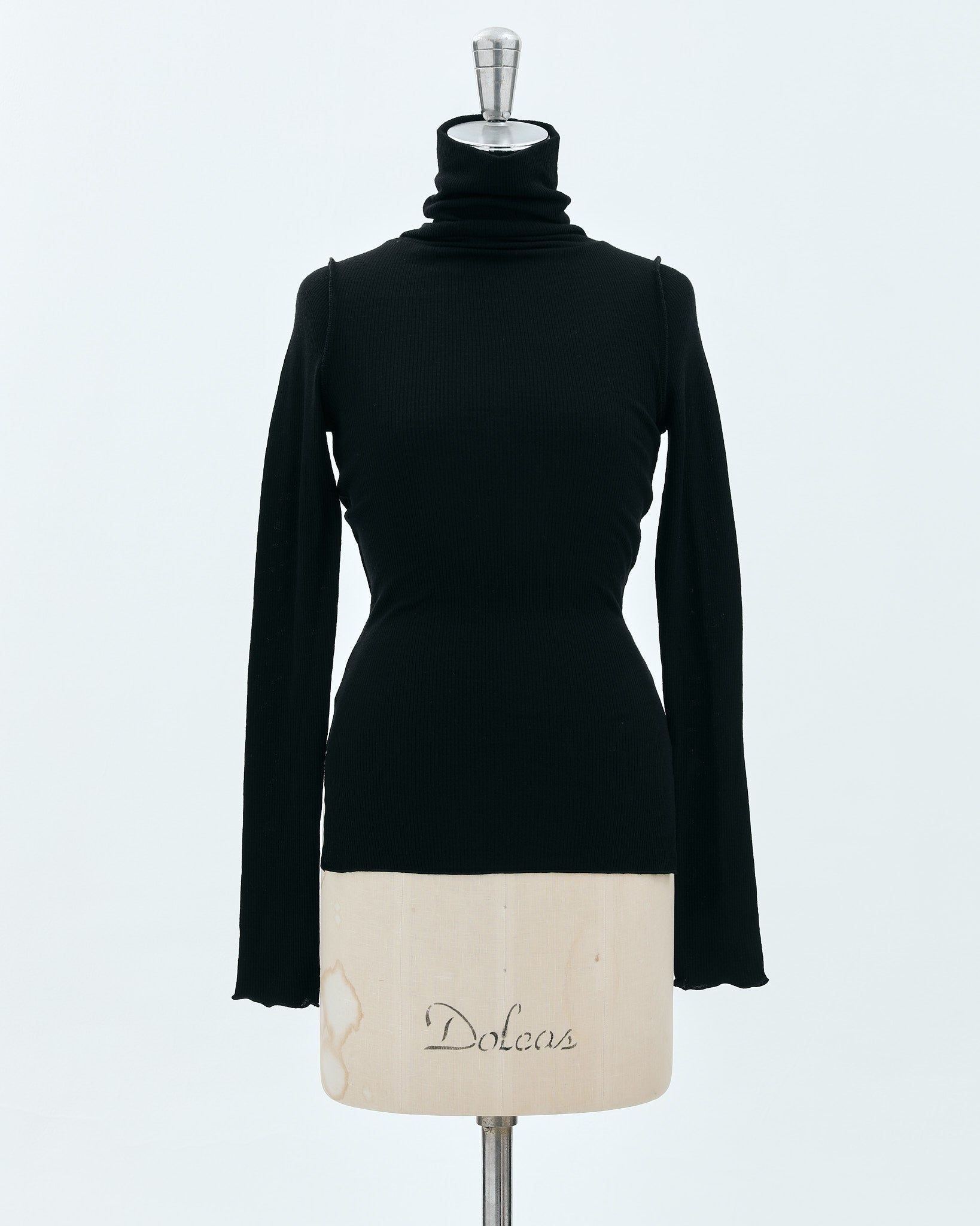 TURTLE NECK WOOL RIB KNIT TOPS