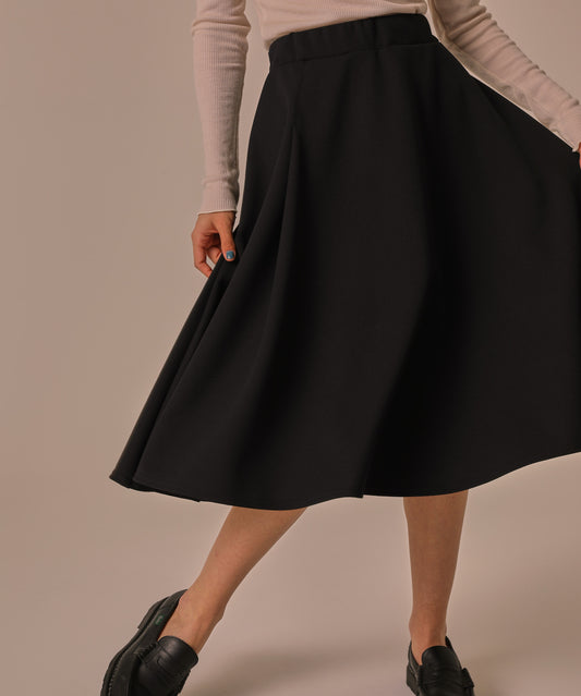 TWILL JEARSEY  TACK FLARE SKIRT