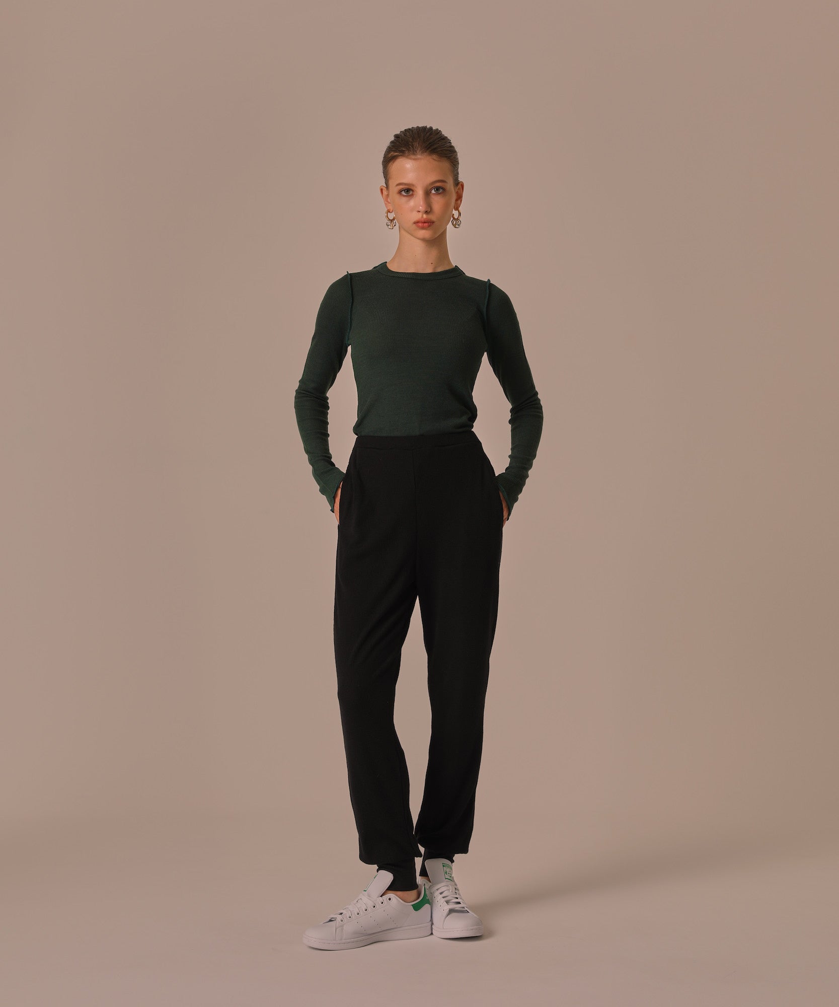 WOOL RIB KNIT JOGGER PANTS