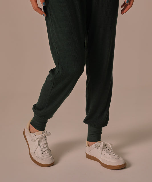 WOOL RIB KNIT JOGGER PANTS