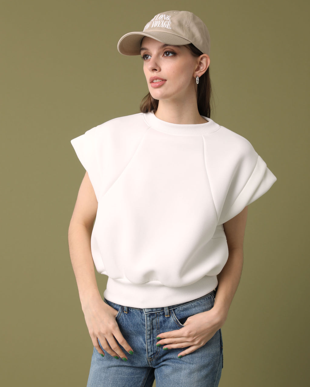 ★BONDING CAP SLEEVE TOP