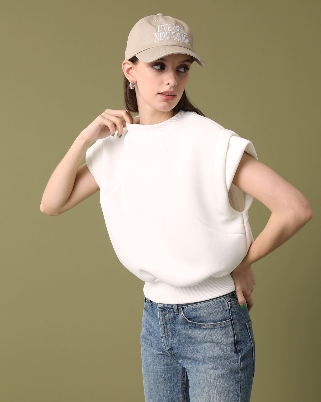 ★BONDING CAP SLEEVE TOP